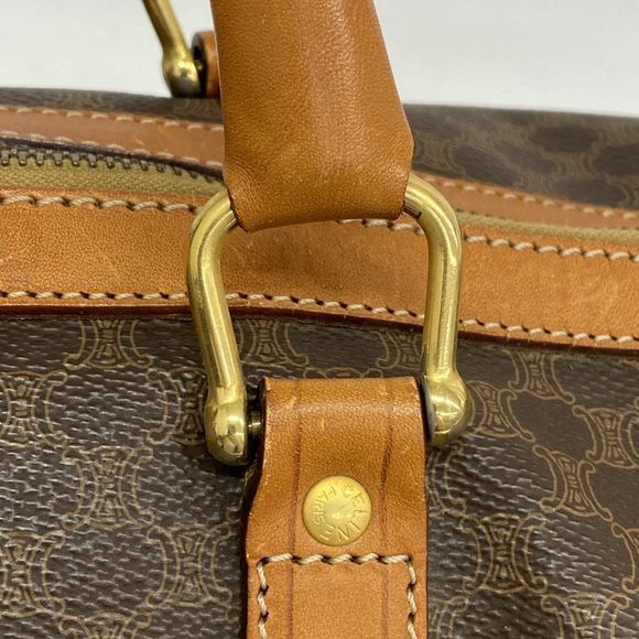 Celine Boston Bag Macadam PVC Brown Gold Hardware Women's - Picture 10 of 10